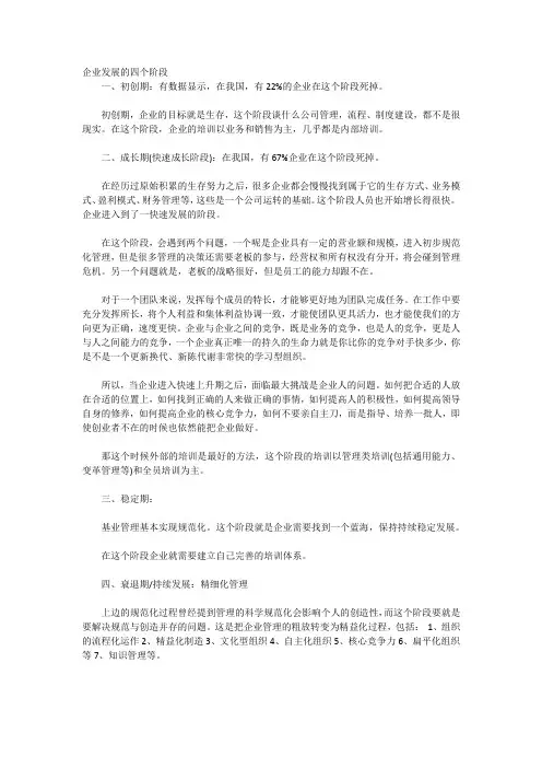 企业发展培训阶段