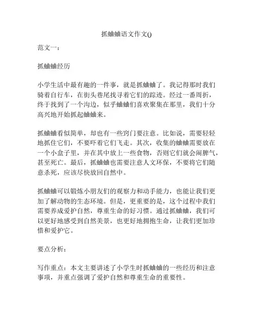 抓蛐蛐语文作文()