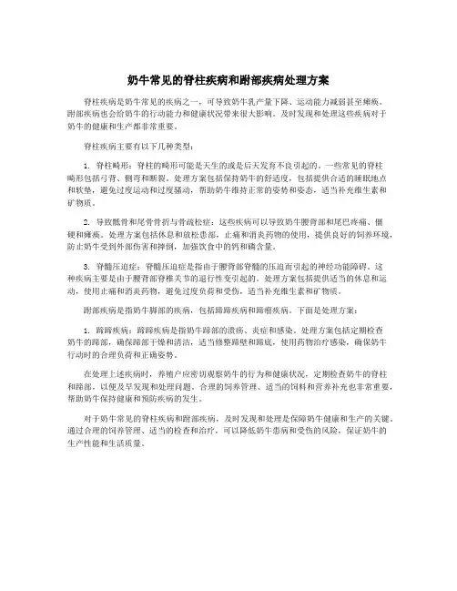 奶牛常见的脊柱疾病和跗部疾病处理方案