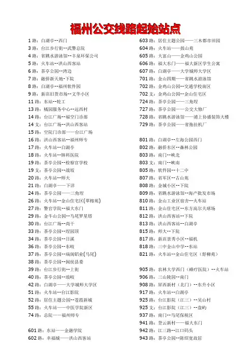 福州公交线路起始站点