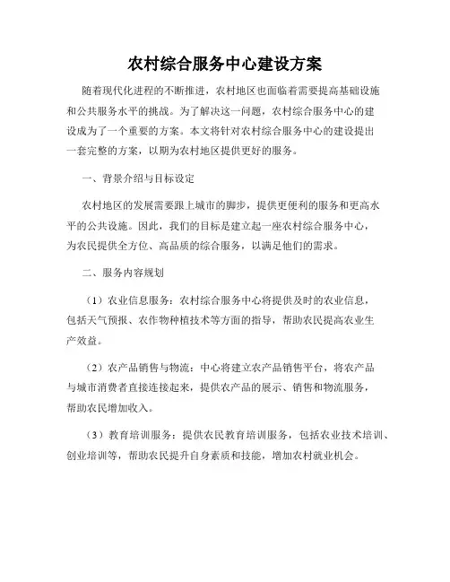 农村综合服务中心建设方案