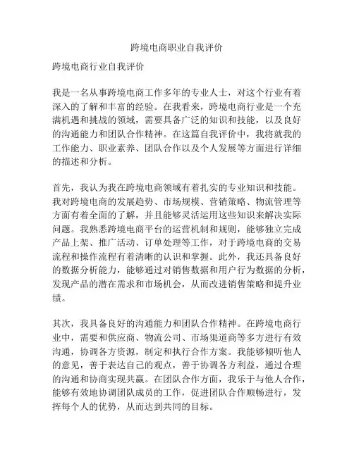 跨境电商职业自我评价