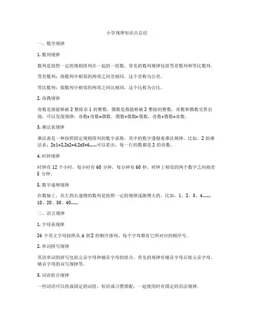 小学规律知识点总结
