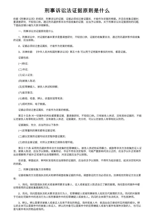 刑事诉讼法证据原则是什么