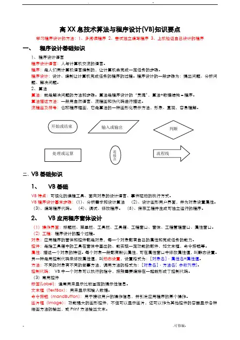 高中信息技术VB知识要点