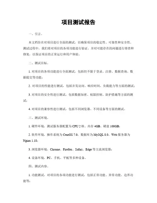 项目测试报告
