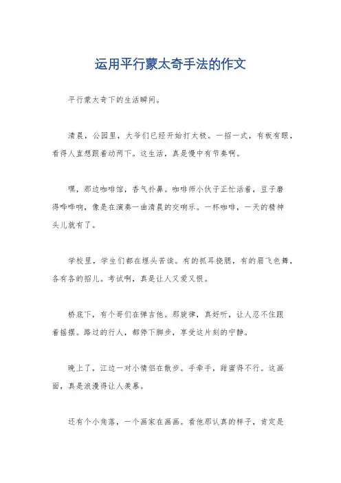 运用平行蒙太奇手法的作文