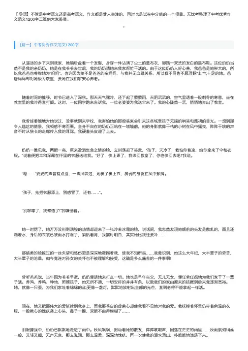 中考优秀作文范文1200字三篇