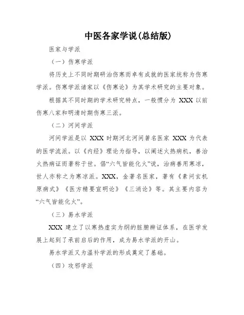 中医各家学说(总结版)