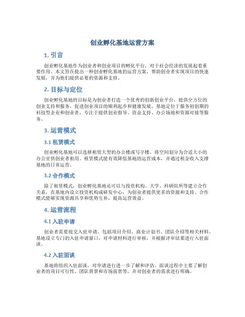 创业孵化基地运营方案
