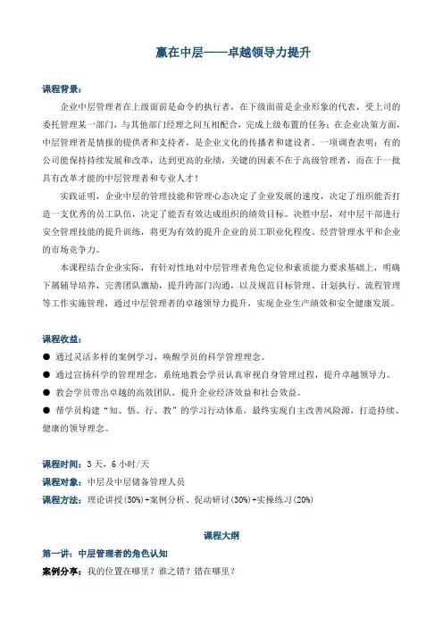 《赢在中层——卓越领导力提升》