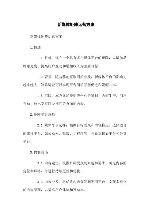 新媒体矩阵运营方案