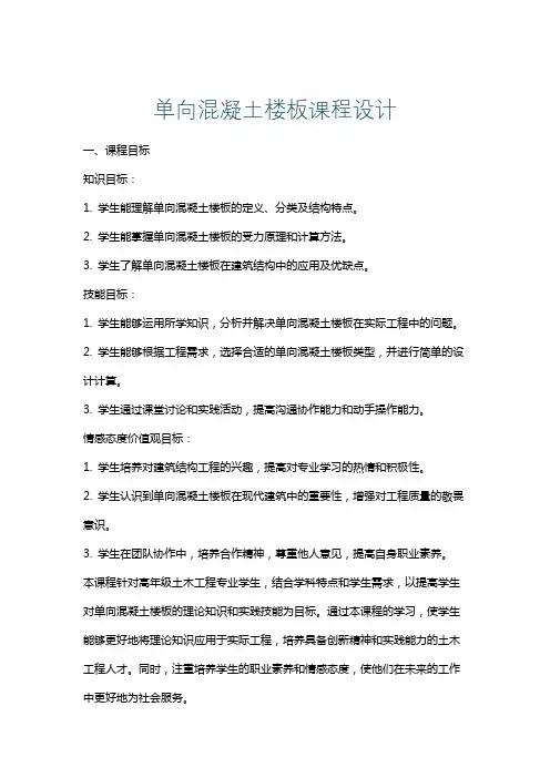 单向混凝土楼板课程设计