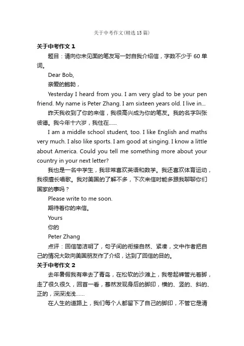 关于中考作文（精选15篇）