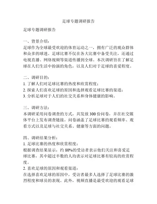 足球专题调研报告