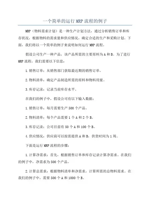 一个简单的运行MRP流程的例子
