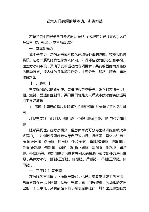 武术入门必须的基本功、训练方法