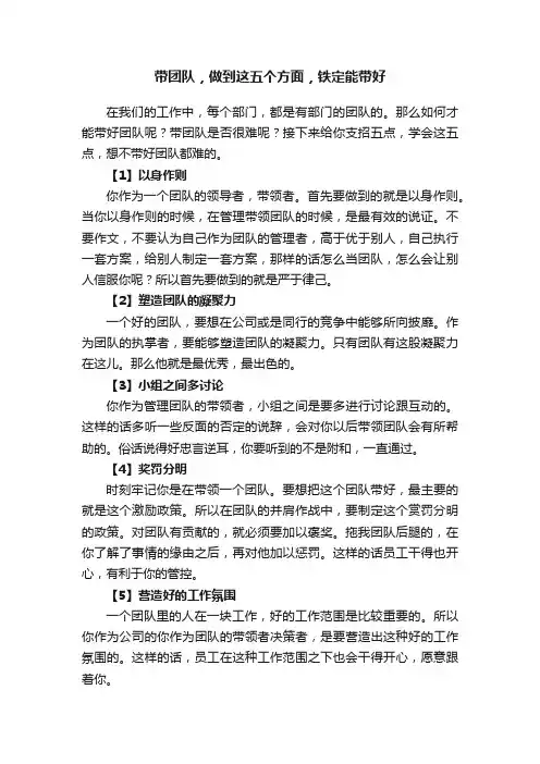 带团队，做到这五个方面，铁定能带好