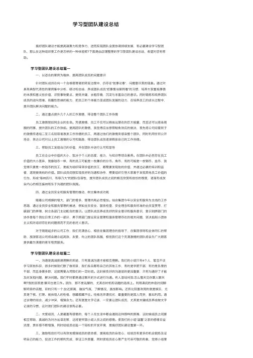 学习型团队建设总结