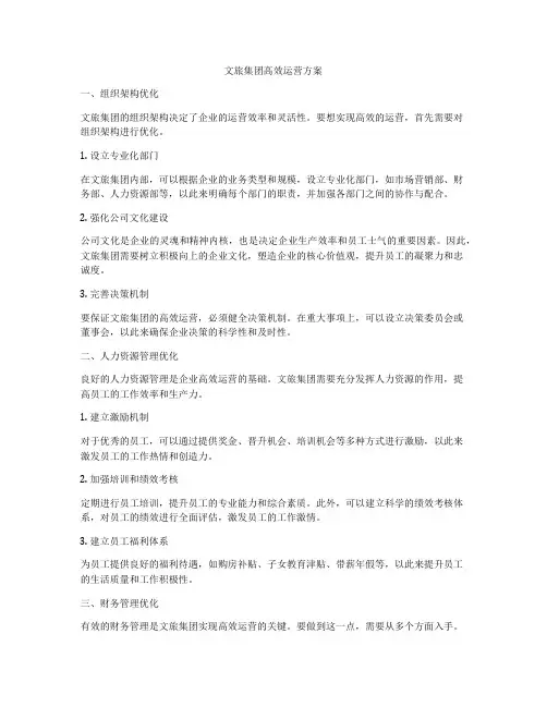 文旅集团高效运营方案