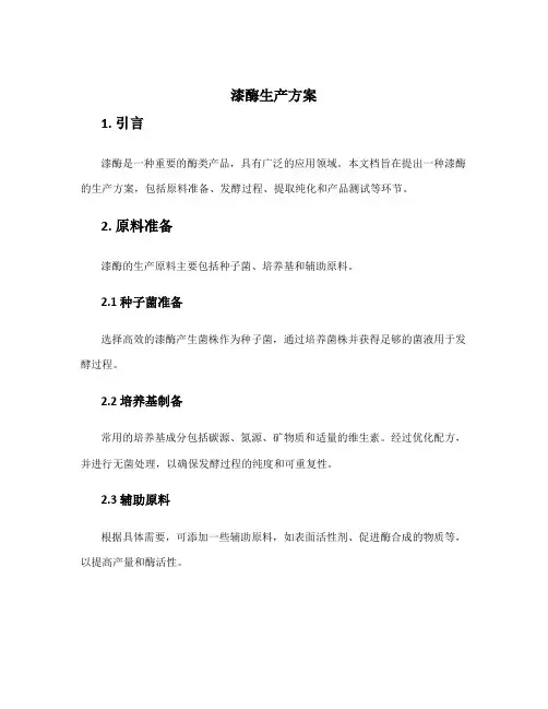 漆酶生产方案