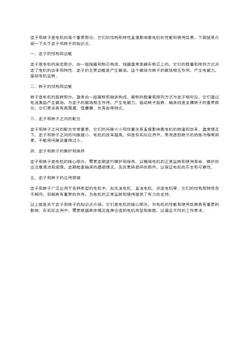 定子和转子知识点