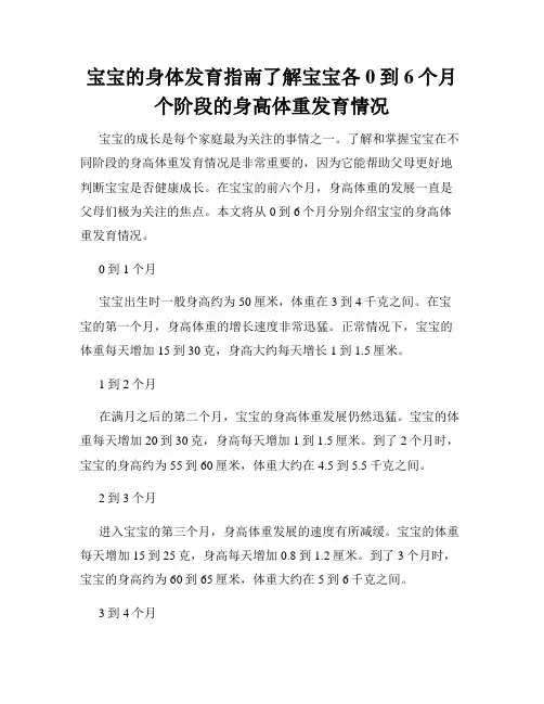 宝宝的身体发育指南了解宝宝各0到6个月个阶段的身高体重发育情况