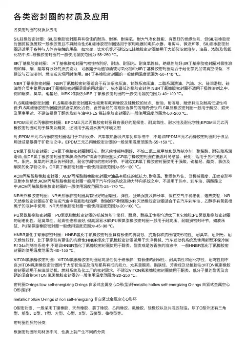 各类密封圈的材质及应用