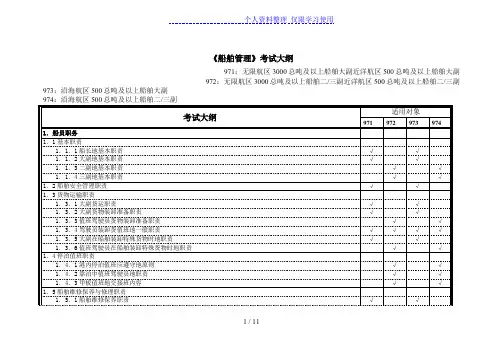 版《船舶管理》考试大纲