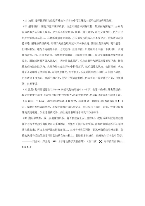 青蛙骨骼标本制作