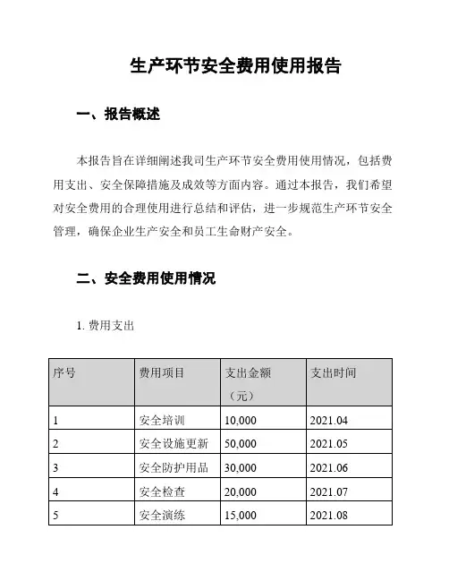 生产环节安全费用使用报告