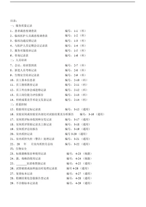 检验科各种通用记录标准表格.docx