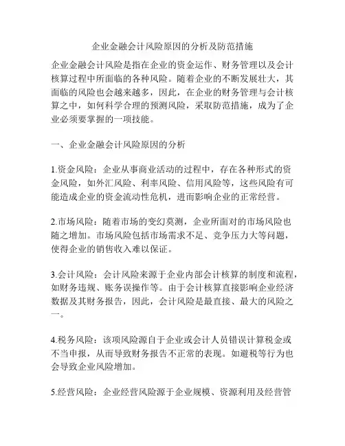 企业金融会计风险原因的分析及防范措施