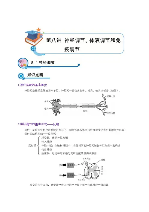 高三生物讲义《神经调节、体液调节和免疫调节》