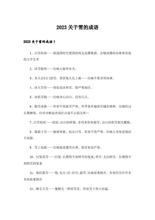 2023关于雪的成语