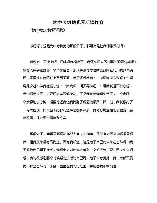 为中考拼搏我不后悔作文