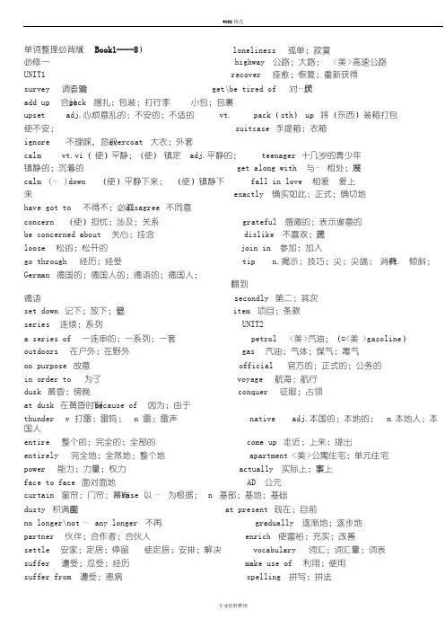 人教版高中英语全部单词(必修1至选修8带目录)