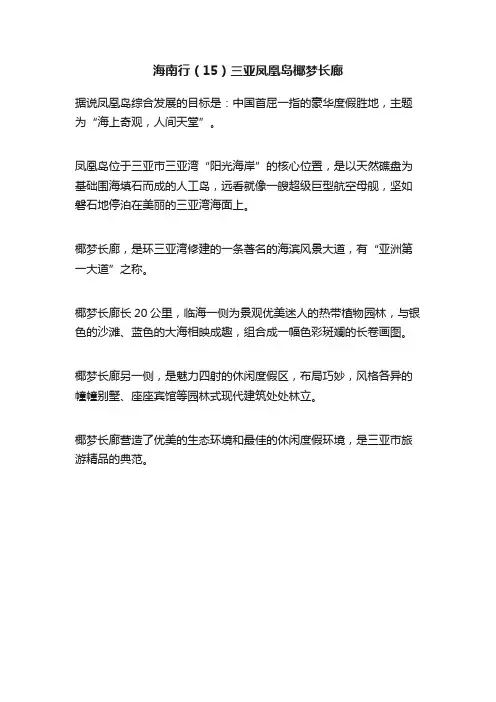 海南行（15）三亚凤凰岛椰梦长廊