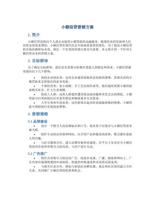 小额信贷营销方案