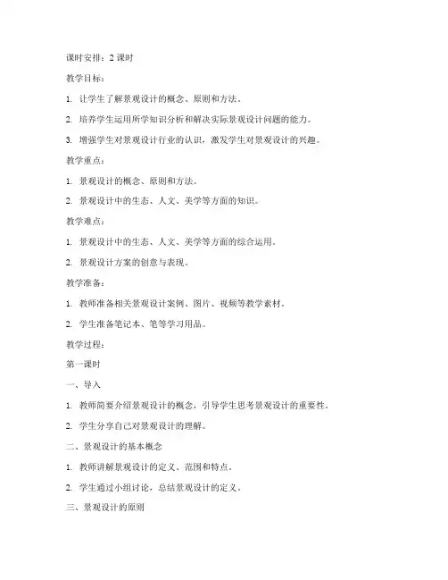 景观设计讲课教案范文模板