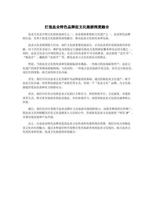 打造盐业特色品牌促文化旅游深度融合