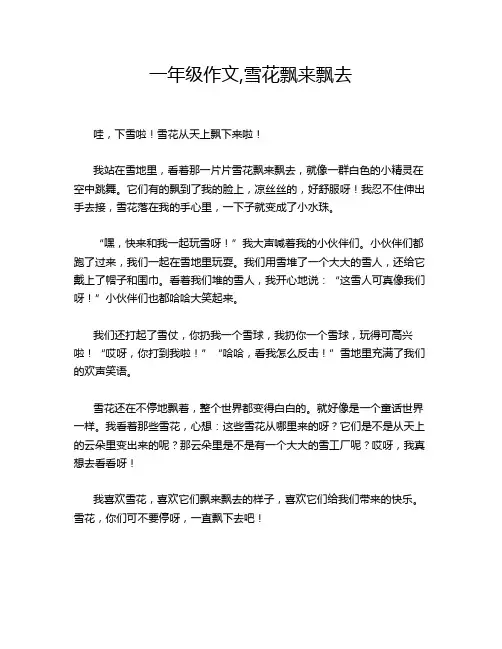 一年级作文,雪花飘来飘去