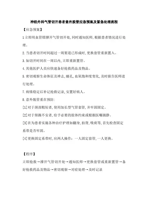 神经外科气管切开患者意外脱管应急预案及紧急处理流程