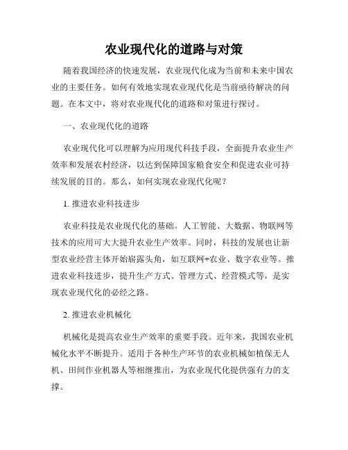 农业现代化的道路与对策