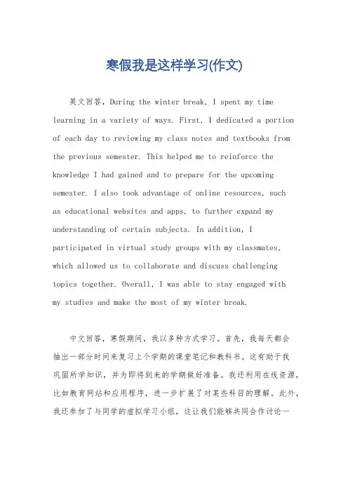 寒假我是这样学习(作文)