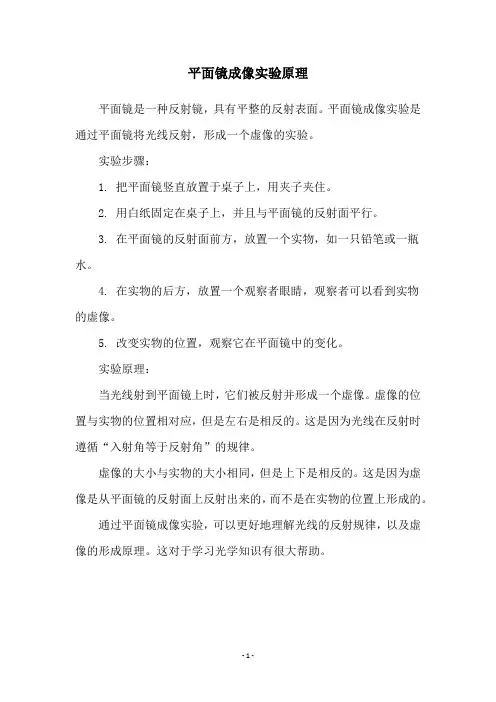 平面镜成像实验原理