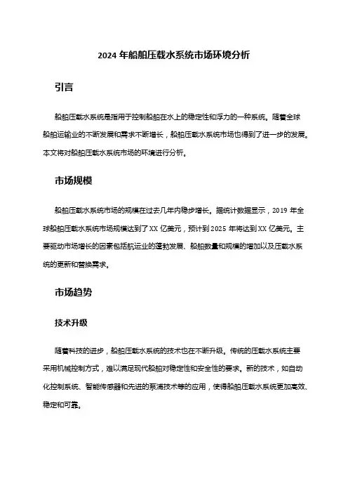 2024年船舶压载水系统市场环境分析