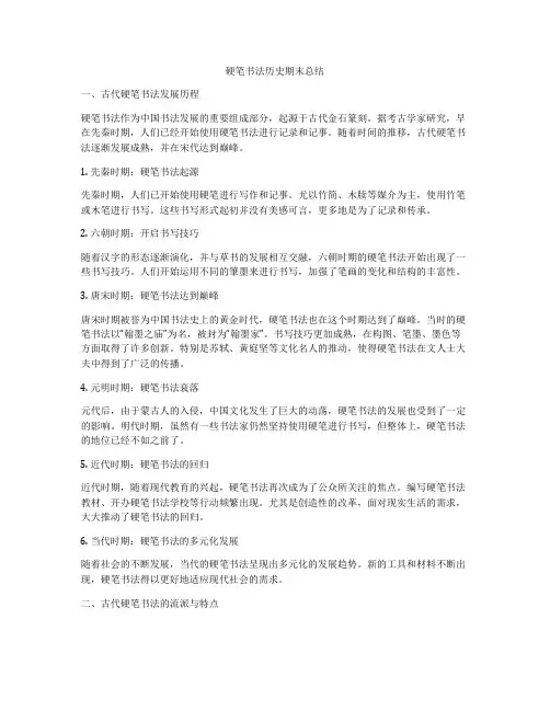 硬笔书法历史期末总结