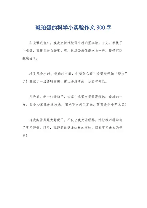 琥珀蛋的科学小实验作文300字