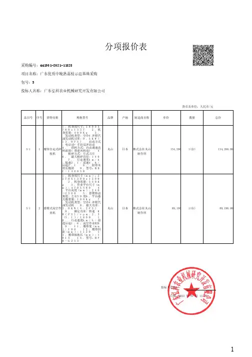 分项报价表